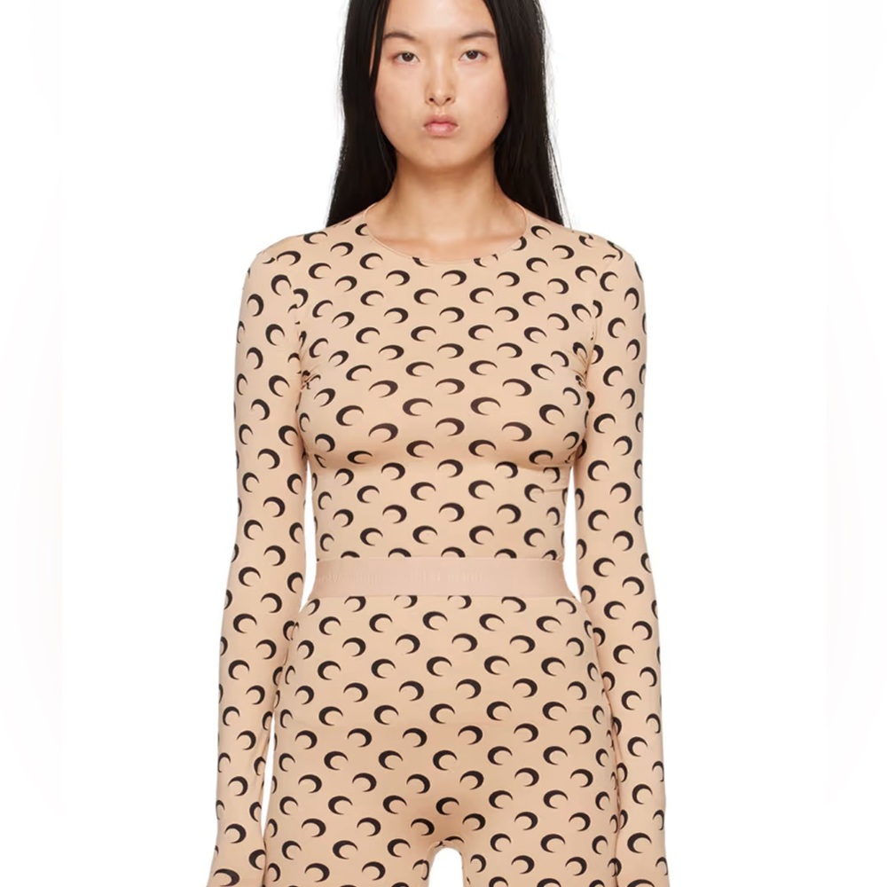 Marine Serre Beige and Black Long Sleeve Top